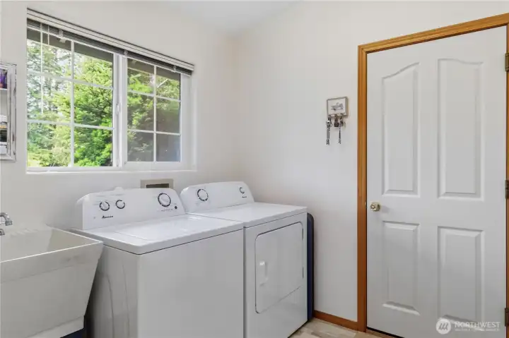 Laundry room with sink and toilet.