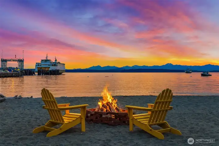 Iconic Pacific Northwest vistas act as an artful backdrop for the home and property with the beach as your own private backyard.