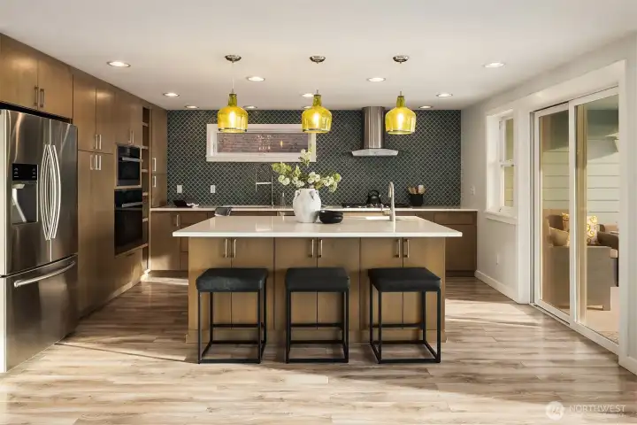 Generously sized with ample counter space and storage. Note there is also a separate butler's pantry not visible in the picture.