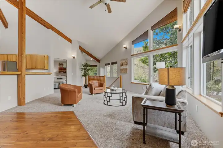 Living Room with cathedral ceilings Living Room with cathedral ceilings