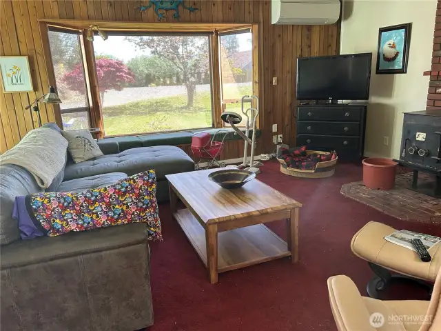 Living room with auto blind down