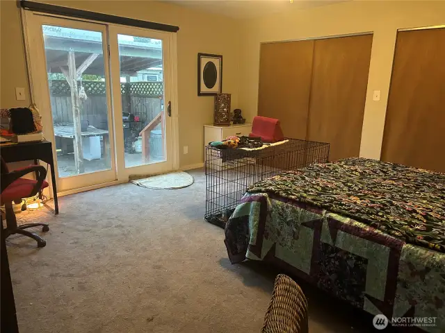 Master bedroom with sliding glass go to patio