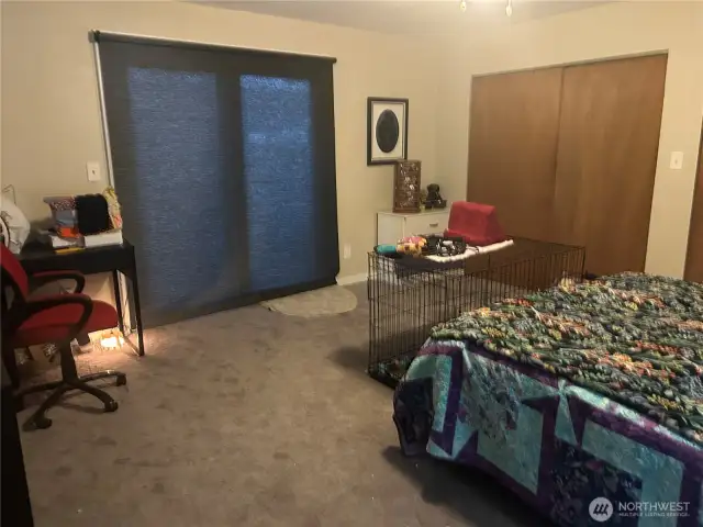 Master Bedroom with auto blind down 2 very lare closets