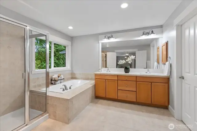 Primary Bath - fresh tile and grout sealant just before listing!