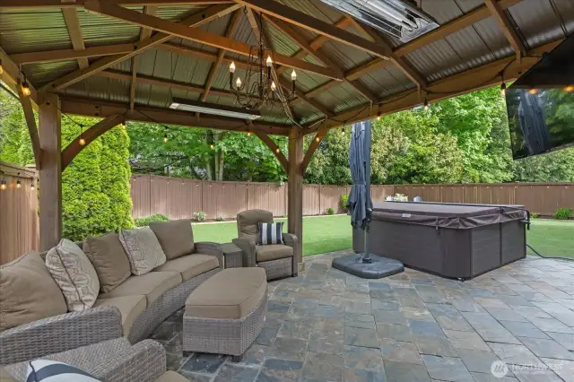 Party-ready is an understatment here! Bistro lights surround the yard!