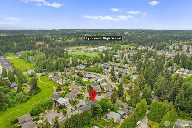Walk to Lynnwood HS, nearby walking trails under the power lines or walk all the way to Mill Creek on sidewalks along North Road!