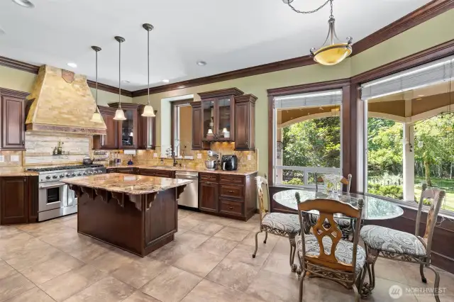 Spacious kitchen for the Chef in the house! All tiled flooring has Radiant heat! This Kitchen is meticulous!