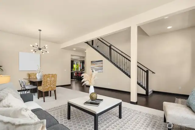 Open staircase with craftsman-style detailing.