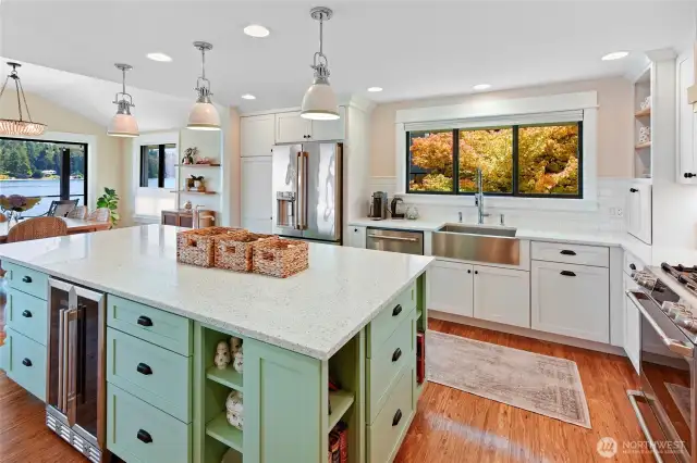 ... built in island dual temp. wine and beverage cooler, GE Café refrigerator, dishwasher, stove, and microwave all with SMART controls through Alexa and other devices...