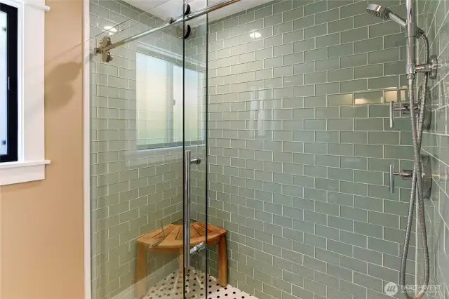...and full size tile shower.
