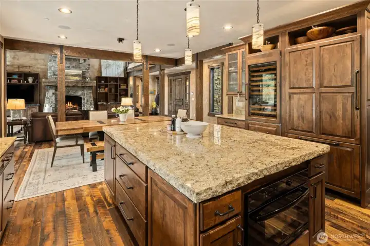 Open view from kitchen to dining and great room area