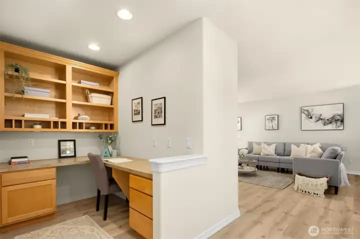Convenient office nook! Stay organized, or work from home.
