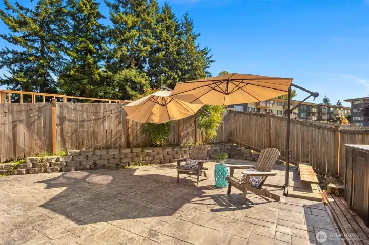 Fully fenced back yard.