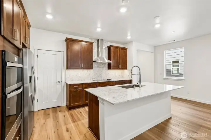 Walk in pantry to the left of the induction cooktop.