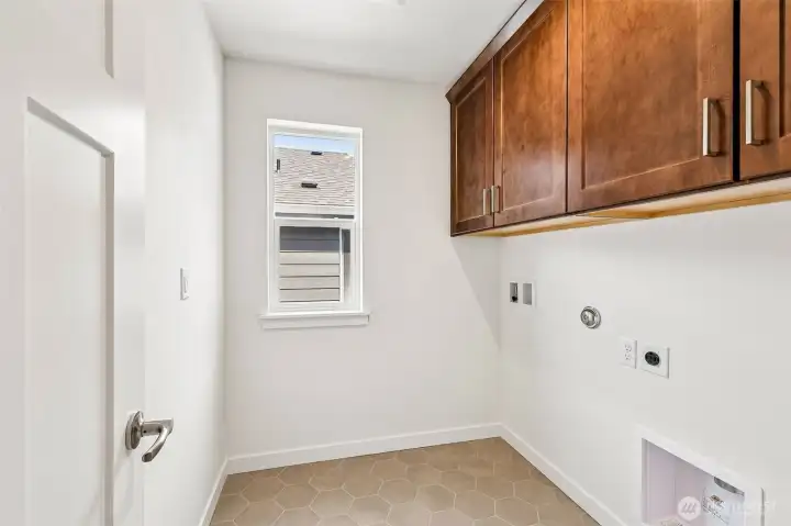 Laundry closet (soft close cabinet doors and motion sensor lights).