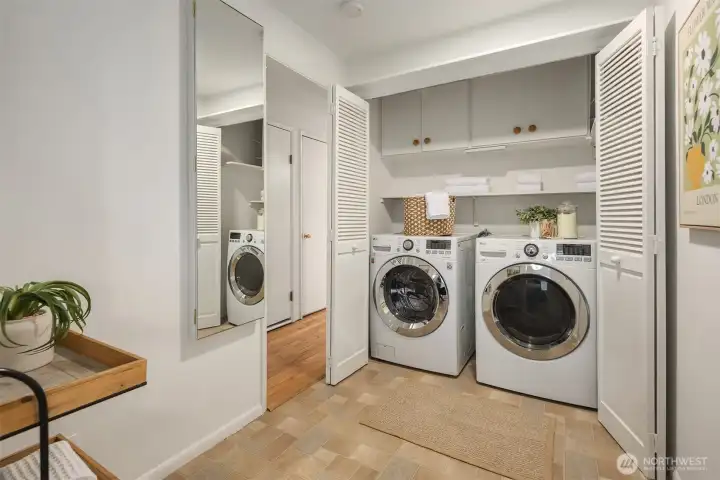 Conveniently located near both bedrooms and kitchen.