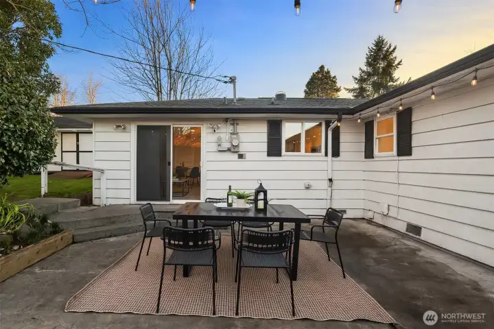Private, L-shaped patio made for summer dinners and evening drinks.