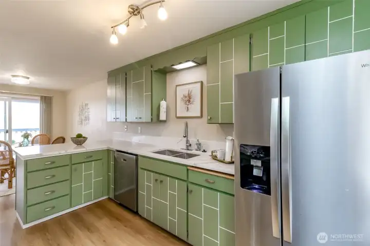 This angle overlooks the dining room.