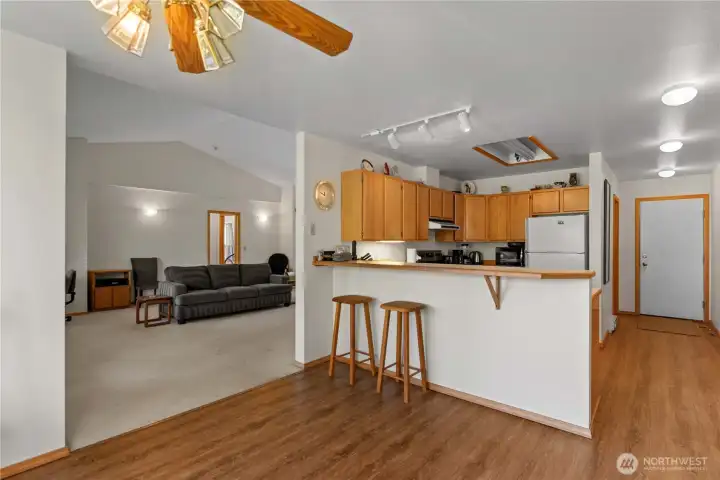 bar eating open to living room