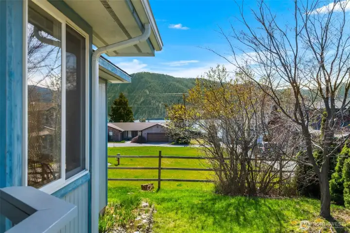 back yard with view of lake