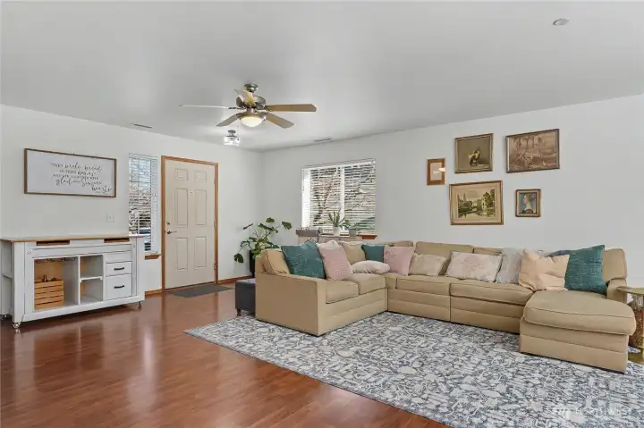 Laminate flooring on first floor.