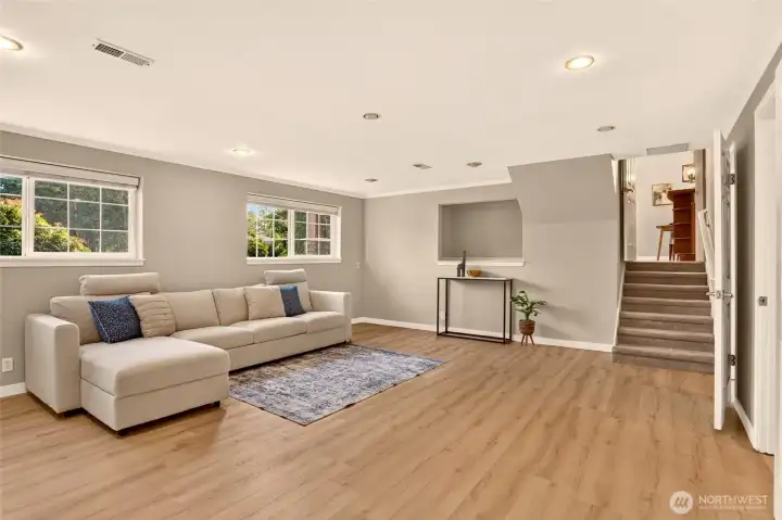 family room in lower level