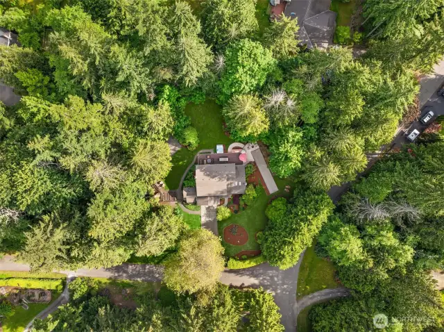 1+ acre lot, perfect combination of privacy, peace and quiet, and elbow room, in a neighborhood setting.
