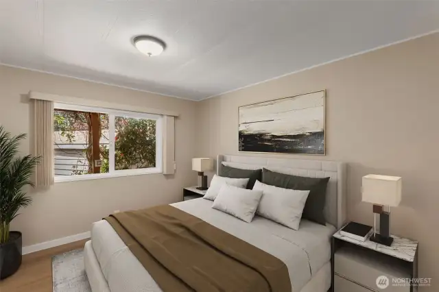 Virtual staged bedroom.