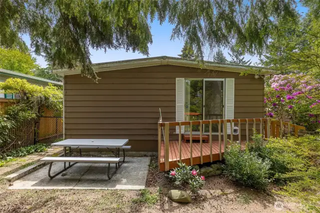 Back deck off of primary bedroom.