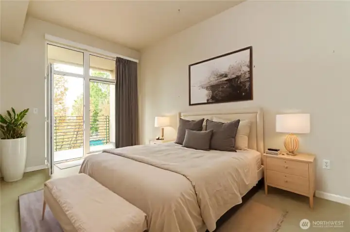 Variations of the large primary bedroom with top floor patio/deck.