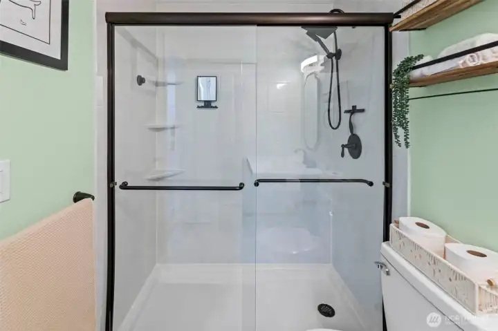 Easy step in shower.