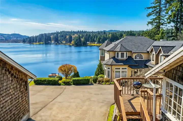 View from driveway and left elevation of the house.