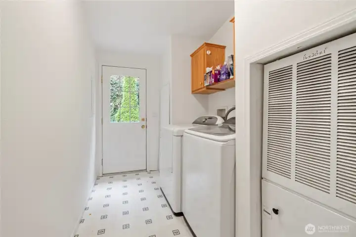 Laundry room with access to the back deck