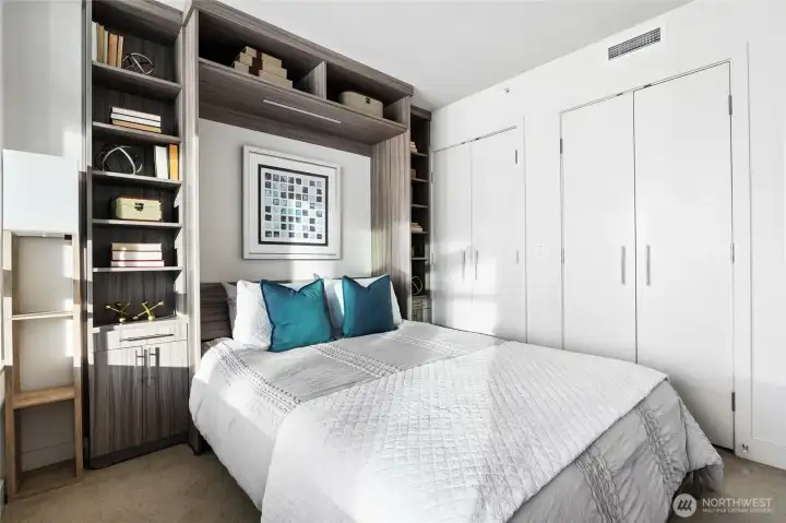 You can see how practical & popular a Murphy Bed can be in a guest suite.