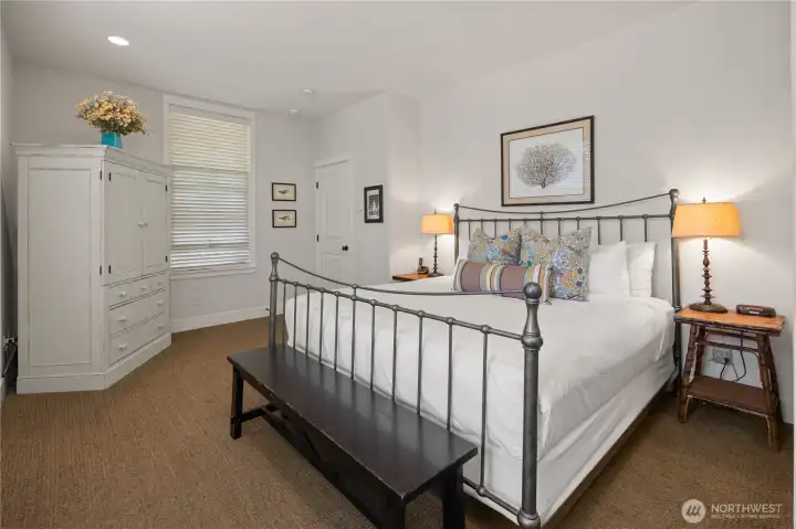 Primary bedroom with king bed