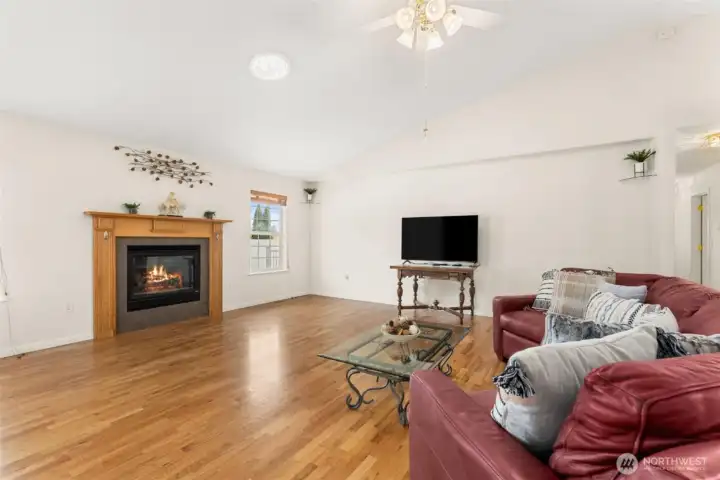 Gas fireplace adds warmth and comfort to the living room
