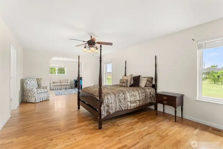 Primary bedroom with adjoining bonus room—ideal for office or sitting area