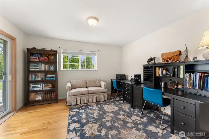 Spacious primary suite sitting area or office