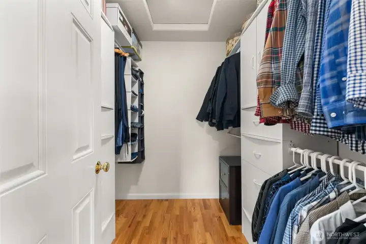 Generous walk-in closet in primary bedroom