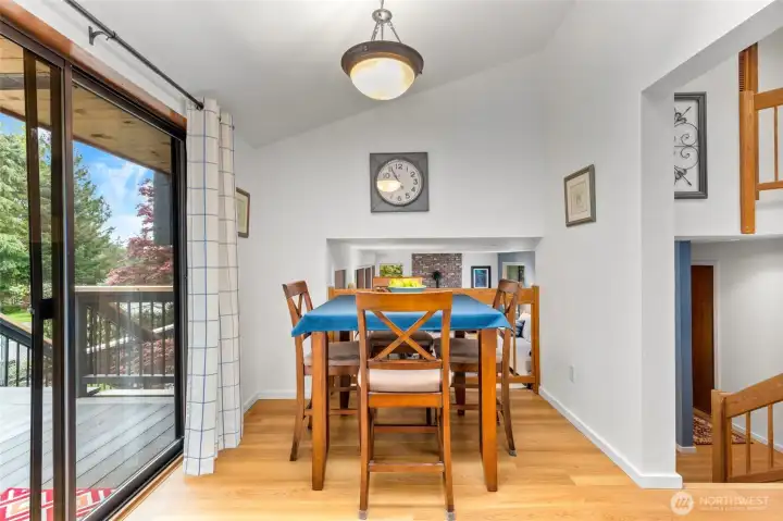 Informal eating space just off kitchen, overlooking the massive family room