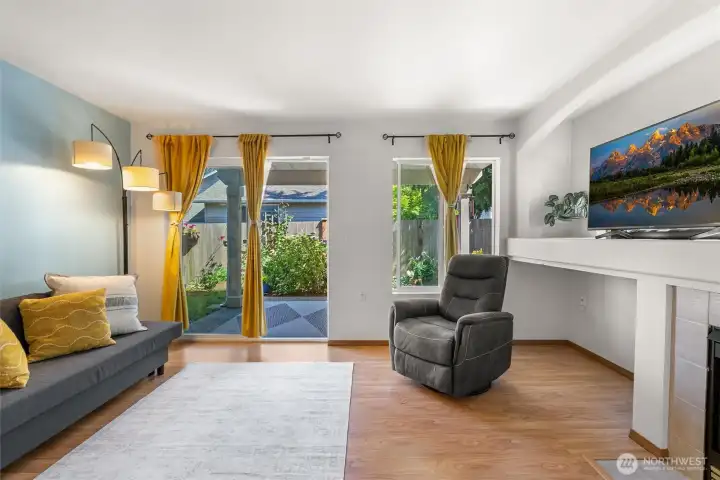 Living room leading to patio