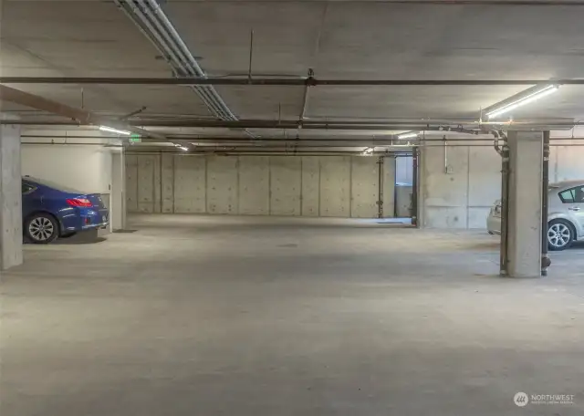 Unit 402 has two parking spaces and a large storage unit in the secure garage.