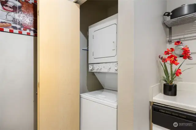 Full-sized, in-unit washer/dryer.