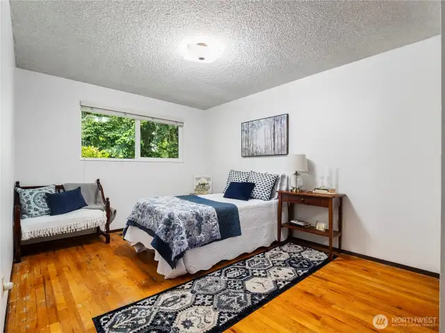The private guest room is tucked away at the back corner of the home so your guest will not be disturbed.