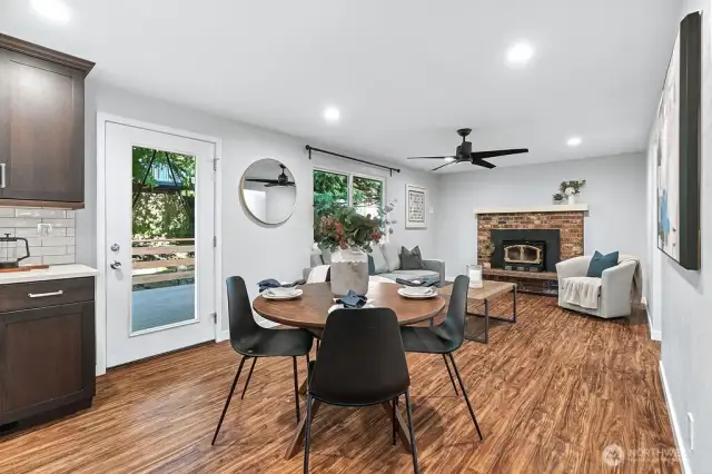Glass door to the deck provides great light in the living space.