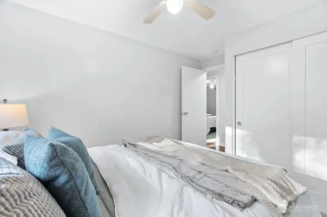 Light and bright with great closet space and a ceiling fan