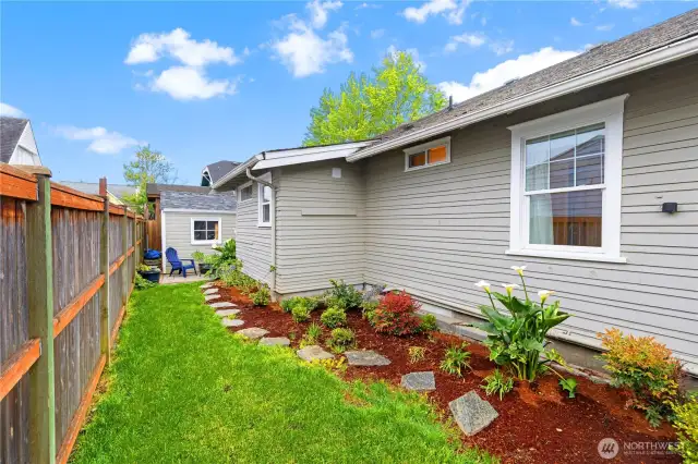 Fenced backyard