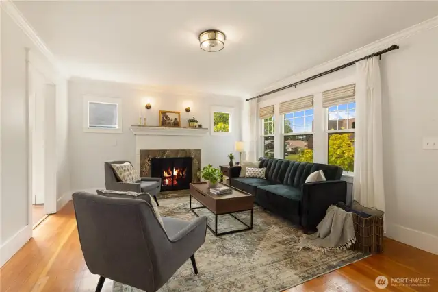 Notice the rich restored hardwood floors