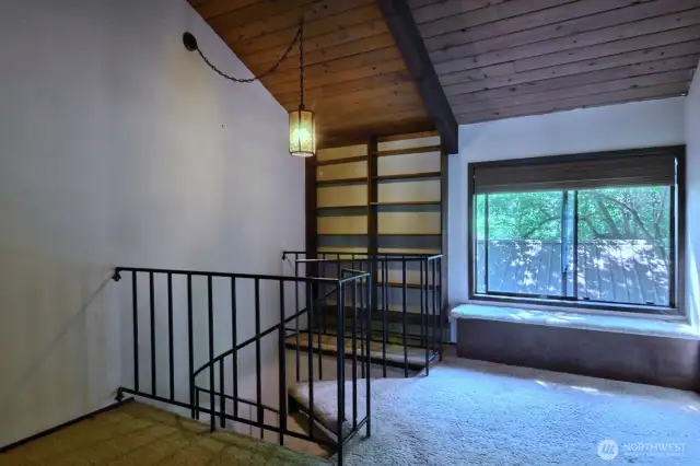 Upstairs landing, notice the tongue & groove ceiling