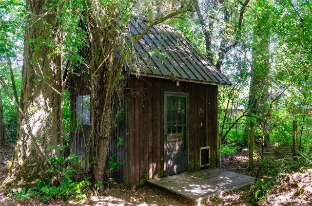The sturdy shed with power, possibilities here.